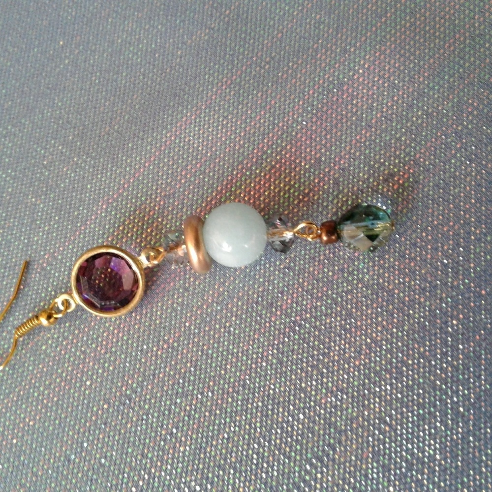 Mermaids Tail Sea Jade and Crystal Single Earring